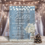 Vrijgezellenfeest Brunch Rustic Floral Jar Dusty B Kaart<br><div class="desc">Brunch & Bubble Rustic Baby's Breath Floral Mason Jar Dusty Blue Barn Wood Bridal Shower Invitations.</div>