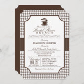 Vrijgezellenfeest Brunch; Taupe Houndstooth Kaart (Voorkant / Achterkant)