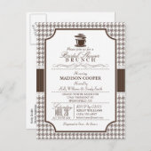 Vrijgezellenfeest Brunch; Taupe Houndstooth Uitnod Uitnodiging Briefkaart (Voorkant / Achterkant)