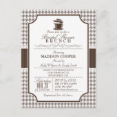 Vrijgezellenfeest Brunch; Taupe Houndstooth Uitnod Uitnodiging Briefkaart (Voorkant)