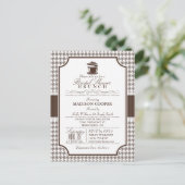 Vrijgezellenfeest Brunch; Taupe Houndstooth Uitnod Uitnodiging Briefkaart (Staand voorkant)