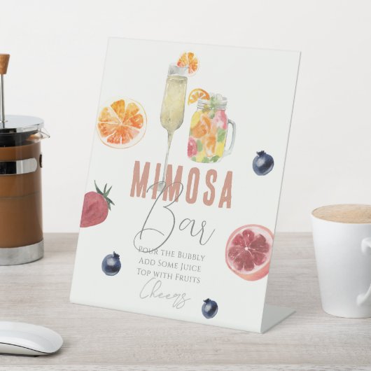 Vrijgezellenfeest/Brunch Waterverf Mimosa Bar Reclamebord Met Voetstuk (Insitu)