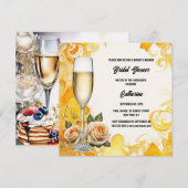Vrijgezellenfeest bubbelige brunch geel rose trend feestdagenkaart (Voorkant / Achterkant)