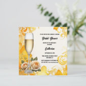 Vrijgezellenfeest bubbelige brunch geel rose trend feestdagenkaart (Staand voorkant)