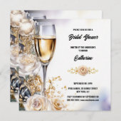 Vrijgezellenfeest bubbelige witte roos waterverf e feestdagenkaart (Voorkant / Achterkant)