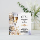 Vrijgezellenfeest bubbelige witte roos waterverf e feestdagenkaart (Staand voorkant)