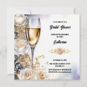 Vrijgezellenfeest bubbelige witte roos waterverf e feestdagenkaart (Voorkant)