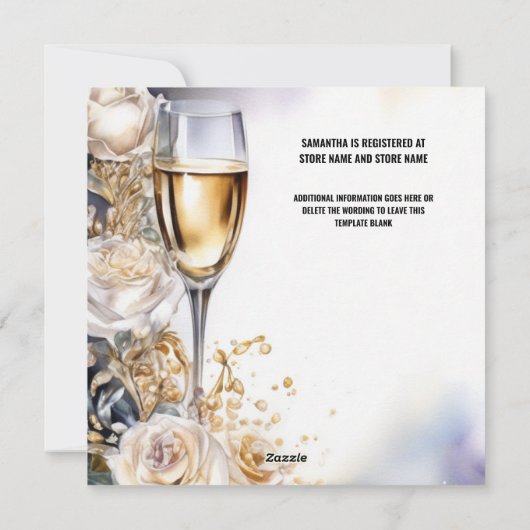 Vrijgezellenfeest bubbelige witte roos waterverf e feestdagenkaart (Achterkant)