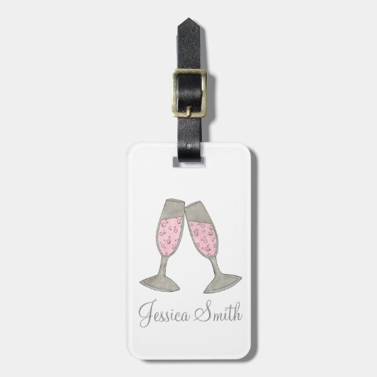 Vrijgezellenfeest Bubble Pink Champagne Diamond Ri Bagagelabel (Voorkant verticaal)