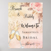 Vrijgezellenfeest bubbly brunch roos bloemen welko poster (Voorkant)