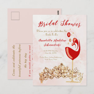 Vrijgezellenfeest Budget Blush Wine Gold Invitatio Briefkaart