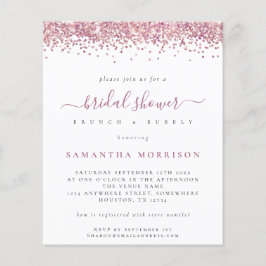 Vrijgezellenfeest budgetroze glitter uitnodigen