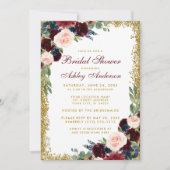 Vrijgezellenfeest Burgundy Blue Glitter Invite Kaart (Voorkant)