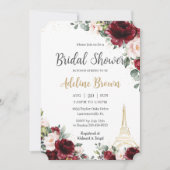 Vrijgezellenfeest Burgundy Blush Floral Eiffel Par Kaart (Voorkant)