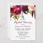 Vrijgezellenfeest Burgundy Boho Flowers Kaart (Voorkant)