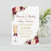 Vrijgezellenfeest Burgundy Floral Brunch Bubble Go Kaart (Staand voorkant)