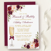 Vrijgezellenfeest Burgundy Floral Brunch Bubble Go Kaart