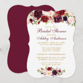 Vrijgezellenfeest Burgundy Floral Gold Invitation  Kaart (Voorkant / Achterkant)