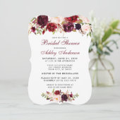Vrijgezellenfeest Burgundy Floral Invitation BWR Kaart (Staand voorkant)