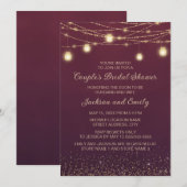 Vrijgezellenfeest Burgundy Gold String Light Kaart (Voorkant / Achterkant)