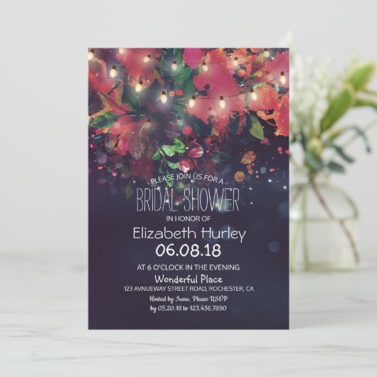 Vrijgezellenfeest Burgundy Red Floral Paarse Licht Kaart (Staand voorkant)