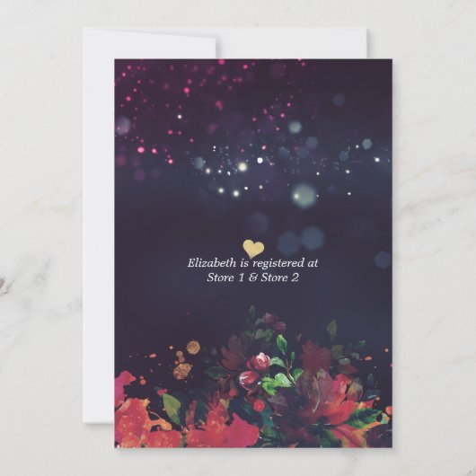 Vrijgezellenfeest Burgundy Red Floral Paarse Licht Kaart (Achterkant)