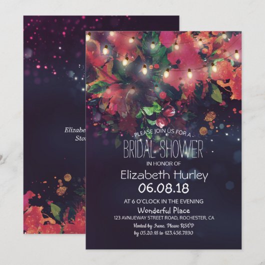 Vrijgezellenfeest Burgundy Red Floral Paarse Licht Kaart (Voorkant / Achterkant)