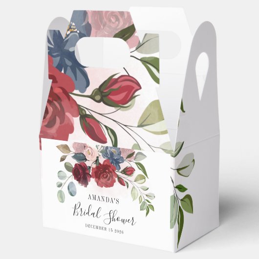 Vrijgezellenfeest Burgundy Rustic Floral Custom Bedankdoosjes (Geopend)