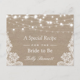 Vrijgezellenfeest Burlap String Lights Lace Ontvan Briefkaart