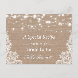 Vrijgezellenfeest Burlap String Lights Lace Ontvan Briefkaart