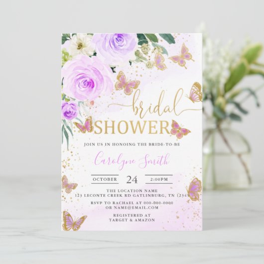 Vrijgezellenfeest Butterfly-uitnodiging Kaart (Staand voorkant)