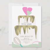 Vrijgezellenfeest Cake Whisk Swirl Invitation Kaart (Voorkant)