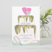 Vrijgezellenfeest Cake Whisk Swirl Invitation Kaart (Staand voorkant)