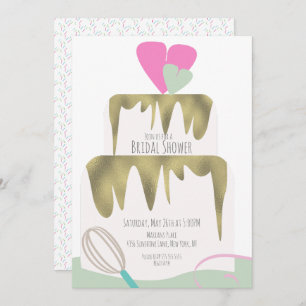 Vrijgezellenfeest Cake Whisk Swirl Invitation Kaart