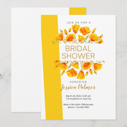 Vrijgezellenfeest California Poppies Kaart (Voorkant / Achterkant)