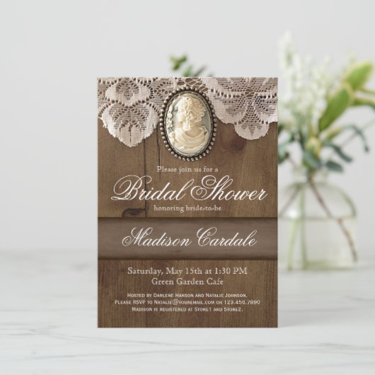  Vrijgezellenfeest Cameo Brooch Lace Kaart (Staand voorkant)