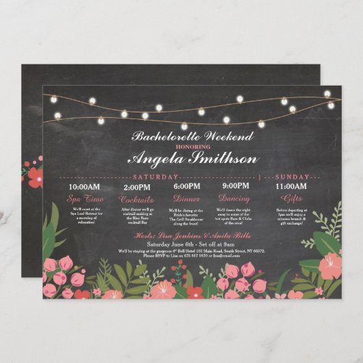 vrijgezellenfeest Chalk Coral Itinerary Bacheloret Programmakaart (Voorkant / Achterkant)