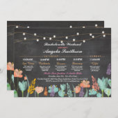 Vrijgezellenfeest Chalk Floral Itinerary Bachelore Programmakaart (Voorkant / Achterkant)