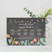 Vrijgezellenfeest Chalk Floral Itinerary Bachelore Programmakaart (Staand voorkant)