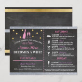 vrijgezellenfeest Chalk Itinerary Bachelorette nod Kaart (Voorkant / Achterkant)