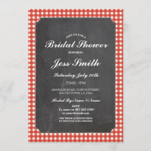 Vrijgezellenfeest Chalk Party Rustic Red Check Uit Kaart