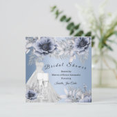 Vrijgezellenfeest Champagne Blue Silver Floral Kaart (Staand voorkant)