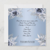 Vrijgezellenfeest Champagne Blue Silver Floral Kaart (Achterkant)