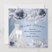 Vrijgezellenfeest Champagne Blue Silver Floral Kaart (Voorkant)