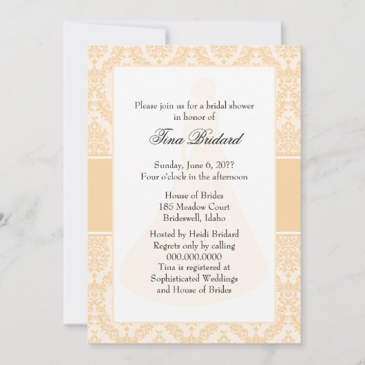 Vrijgezellenfeest Champagne Damask Kaart (Voorkant)