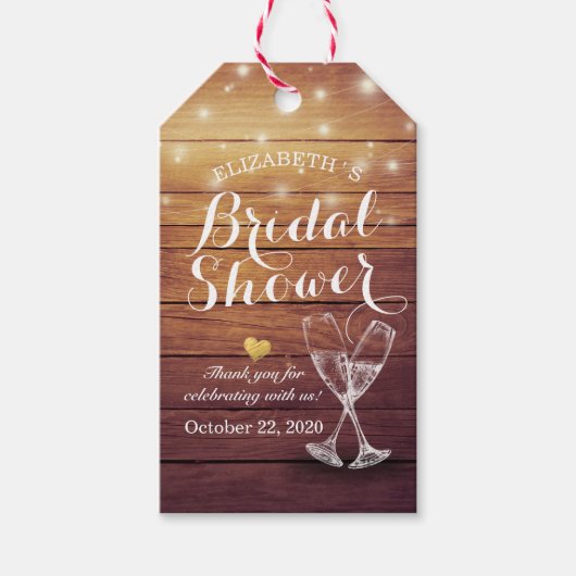 Vrijgezellenfeest Champagne Glasses Wood String Li Cadeaulabel (Voorkant)