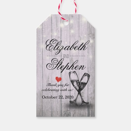 Vrijgezellenfeest Champagne Glasses Wood String Li Cadeaulabel (Voorkant)