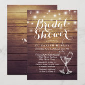 Vrijgezellenfeest Champagne Glasses Wood String Li Kaart (Voorkant / Achterkant)