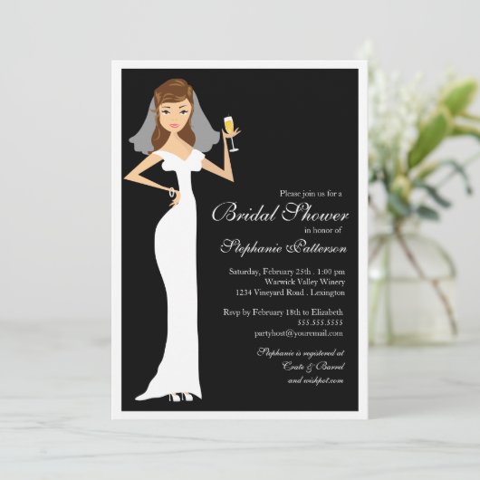 Vrijgezellenfeest Champagne Uitnodiging (Staand voorkant)