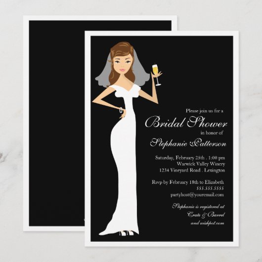 Vrijgezellenfeest Champagne Uitnodiging (Voorkant / Achterkant)